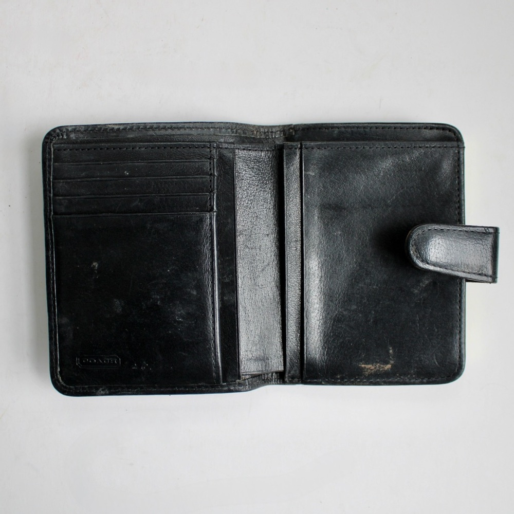 Coach Vintage 90's Continental Bifold Framed Kisslock Black Leather Wallet 4886 - Picture 4 of 9